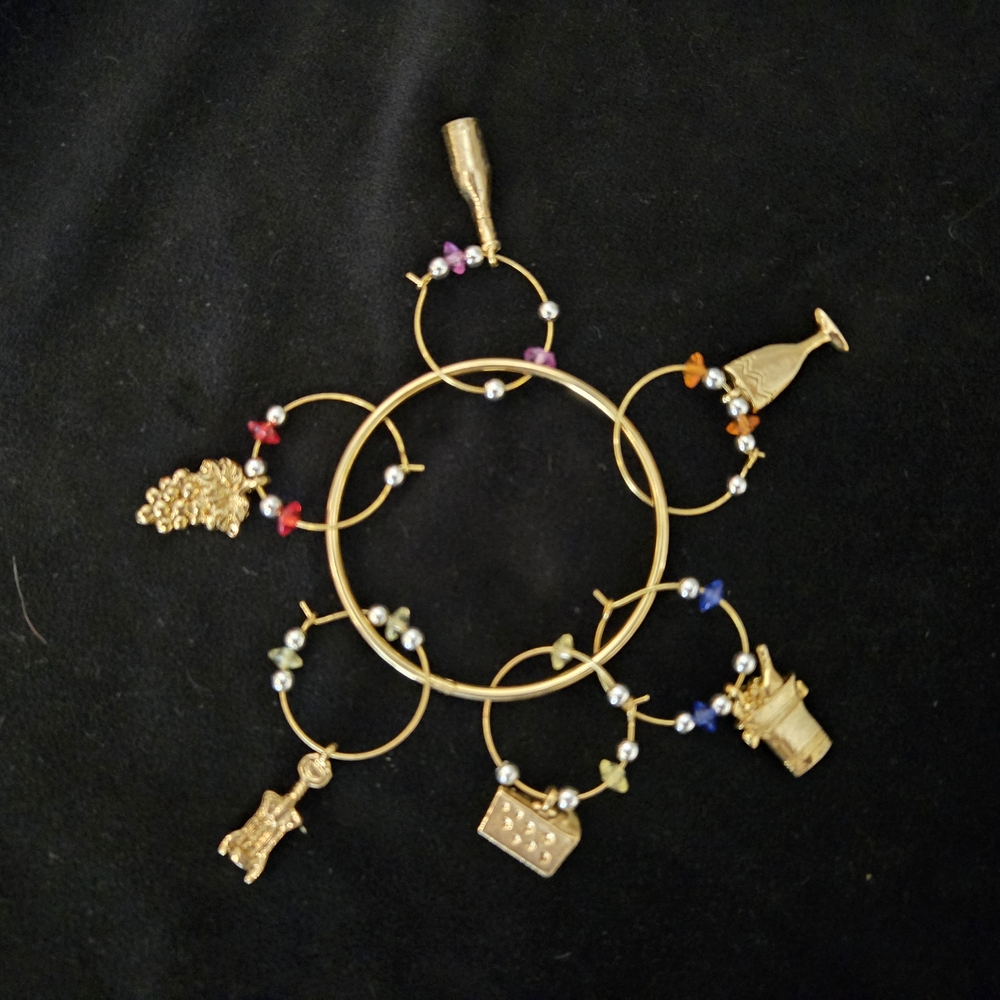 Gold Wineglass Stem Markers, Bar Accessories Set for Dining